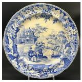 Antique Davenport High Bridge Blue & White Plate