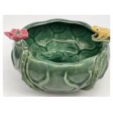 Majolica Pottery Frog Lilypad Figural Bowl