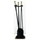 Antique Cast Iron & Brass Fireplace Tools