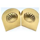 Vintage Brass Shell Bookends