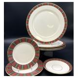 7pc Lenox Winter Greetings Plaid China