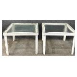 Pair Glass Top Patio Tables