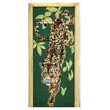 Vintage Leopard Cheetah Needlepoint Art