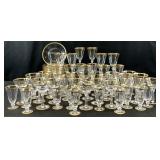 60pc Fostoria Simplicity Gold Trim Glass Set