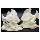 Rare Pair Fitz & Floyd Pastel Kissing Angelfish