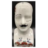 Tattoo Style Ceramic Phrenology Head Bust