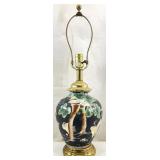 La Barge Chinoiserie Painted Vase Lamp