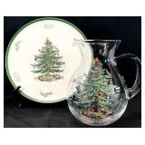 Spode Christmas Tree Cake Plate & Glassware