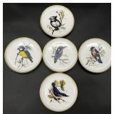 5pc Vintage Porcelain Bird Coasters