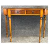 Yew Wood Inlaid Two Drawer Console