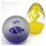 2pc Art Glass Paperweights