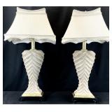 Pair Chevron Ribbed Table Lamps