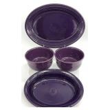 4pc Fiesta Ware Purple Bowls, Oval Dish & Platter