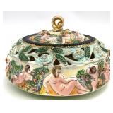 Capodimonte Italian Cherub Lidded Bowl