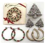 Christmas Jewelry Brooches & Earrings