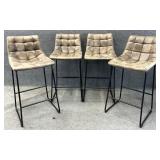 Four Modern Quilted Seat Barstools