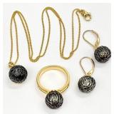 Gold Plated Tahitian Pearl Style Jewelry Set