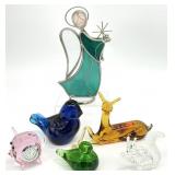 6pc Crystal & Art Glass Figures