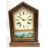 Antique Ansonia Reverse Painted Mantel Clock