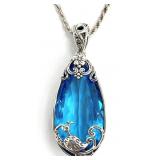 Caribbean Quartz Sterling Peacock Pendant &