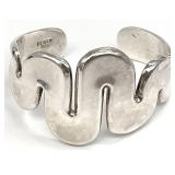 Mexico Sterling Silver Zig Zag Cuff Bracelet
