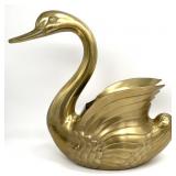 Large Brass Swan Planter