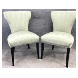 Pair Seafoam Green Upholstered Side Chairs