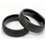 2 Tungsten Carbide Brushed Black Rings, Sz 12