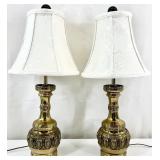 2pc Mid Century French Style Brass Sheaths Lamps