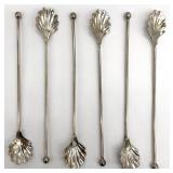 6pc Silver Tone Clamshell Iced Tea Spoons