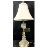 Glass & Brass Swing Arm Table Lamp