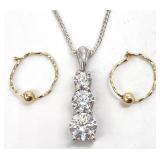 14K Gold Plated Earrings & Sterling Pendant