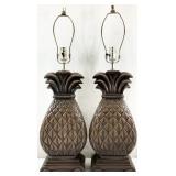 Pair Large Ceramic Pineapple Lamps