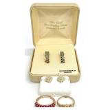 4pc Gold Overlay 925 Earrings, Ring & 14K RGP Ring