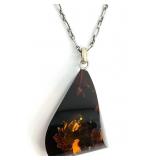 Baltic Amber? Style Stone on Sterling Silver Chain