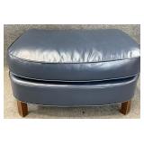 Navy Blue Faux Leather Ottoman