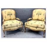 Pair Drexel Palm Tree Motif Arm Chairs