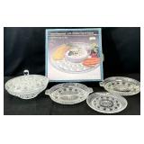 Vtg Indiana Glass Windsor Pattern Serving Dishes