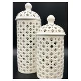2 Pierced Ceramic Ginger Jars