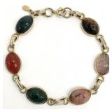 Vintage 12KGF Carved Scarabs Bracelet