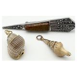 3pc Shell & Art Deco Style Pendants