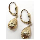 14K Gold Teardrop Dangle Earrings