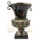 Large Flared Lotus Petal Ornate Metal Urn