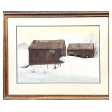Bill Steeves Orig. Winter Barn Landscape Painting