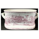 Large Pink & White Porcelain Jardiniere Planter