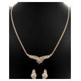 10K Gold & Diamond Necklace & Earrings Set