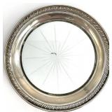 Sterling Silver Rimmed Glass Wine Bottle Coaster
