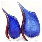 2 Murano Style Art Glass Vases