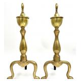 Pair Small Brass Fireplace Andirons