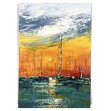 Rosa Chavez Orig. Sailboats At Sunset Acrylic